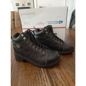 6.5 Harley Davidson Tyler Womens Motorcycle Lace Up Boots Booties Black Leather